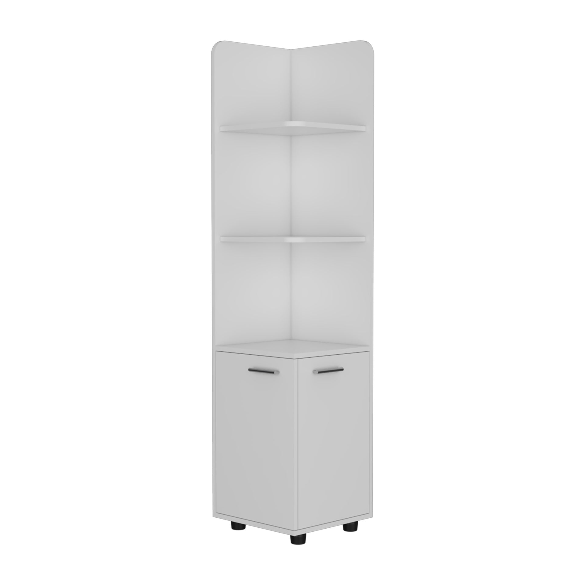 Malibu Freestanding Linen Cabinet, 2-Doors, Open Shelves -White