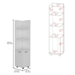 Malibu Freestanding Linen Cabinet, 2-Doors, Open Shelves -White