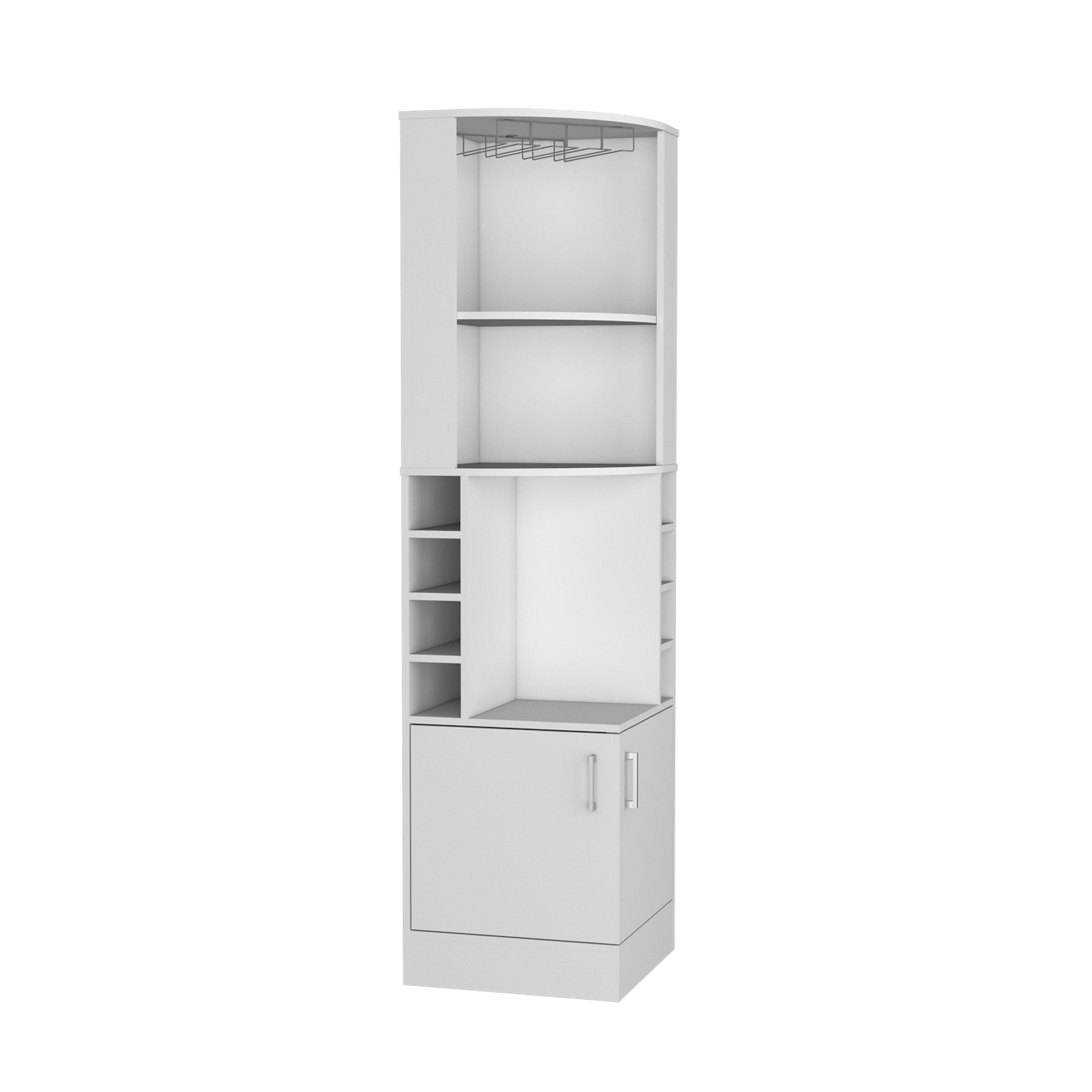 Kava Being Corner Bar Cabinet, Glass Rack, Double Door Cabinet, Eight Built-In Wine Rack, White