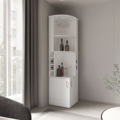 Kava Being Corner Bar Cabinet, Glass Rack, Double Door Cabinet, Eight Built-In Wine Rack, White