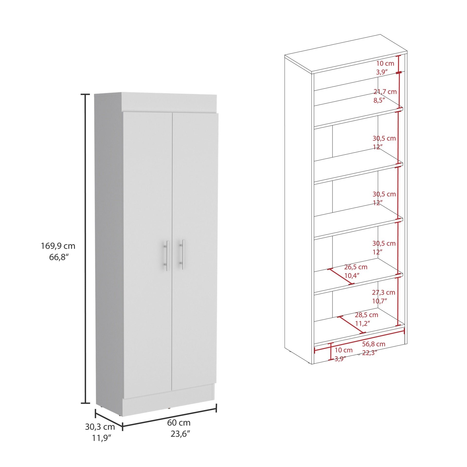 Nepal Pantry Cabinet, Space-Efficient 2-Door Design with Multiple Shelves