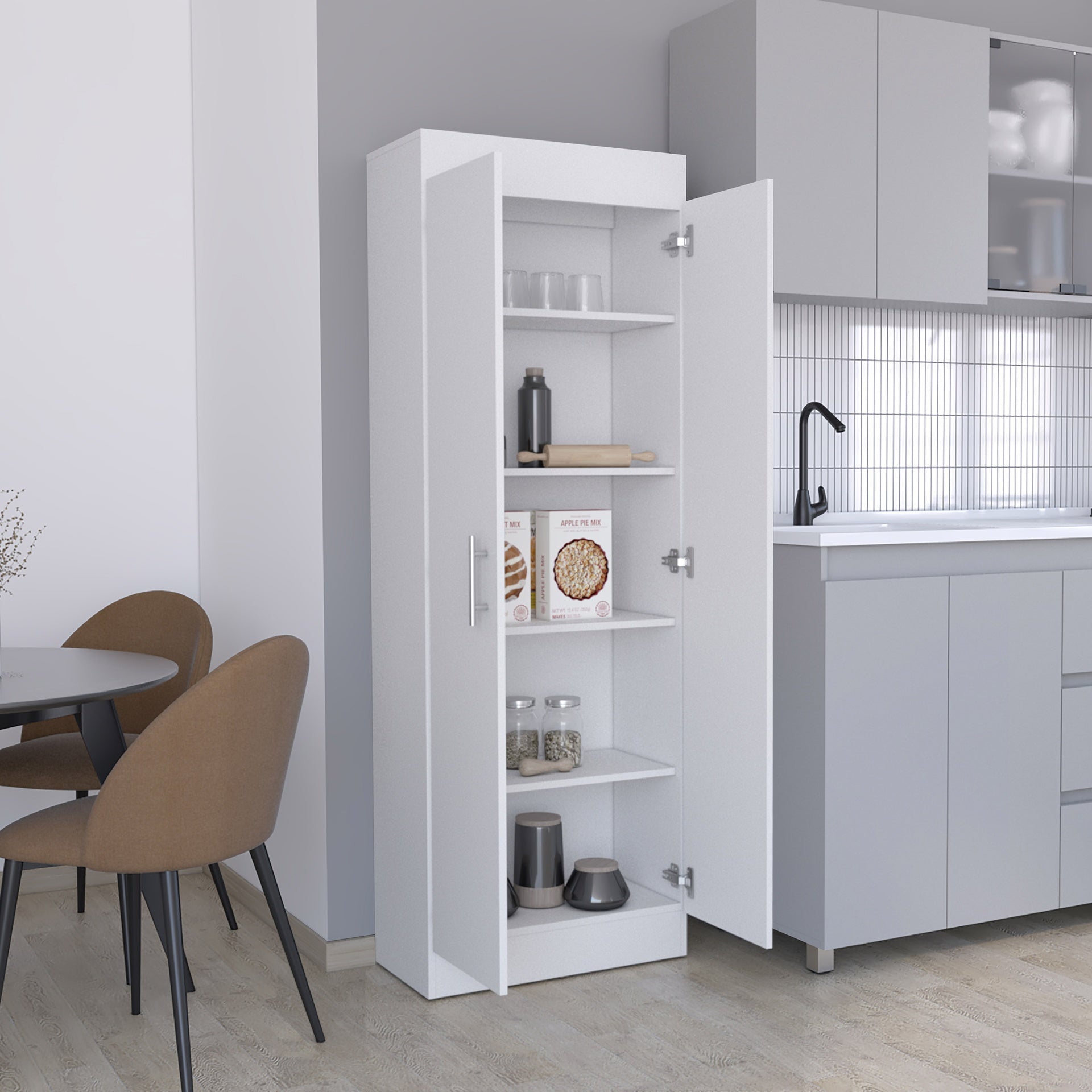 Nepal Pantry Cabinet, Space-Efficient 2-Door Design with Multiple Shelves