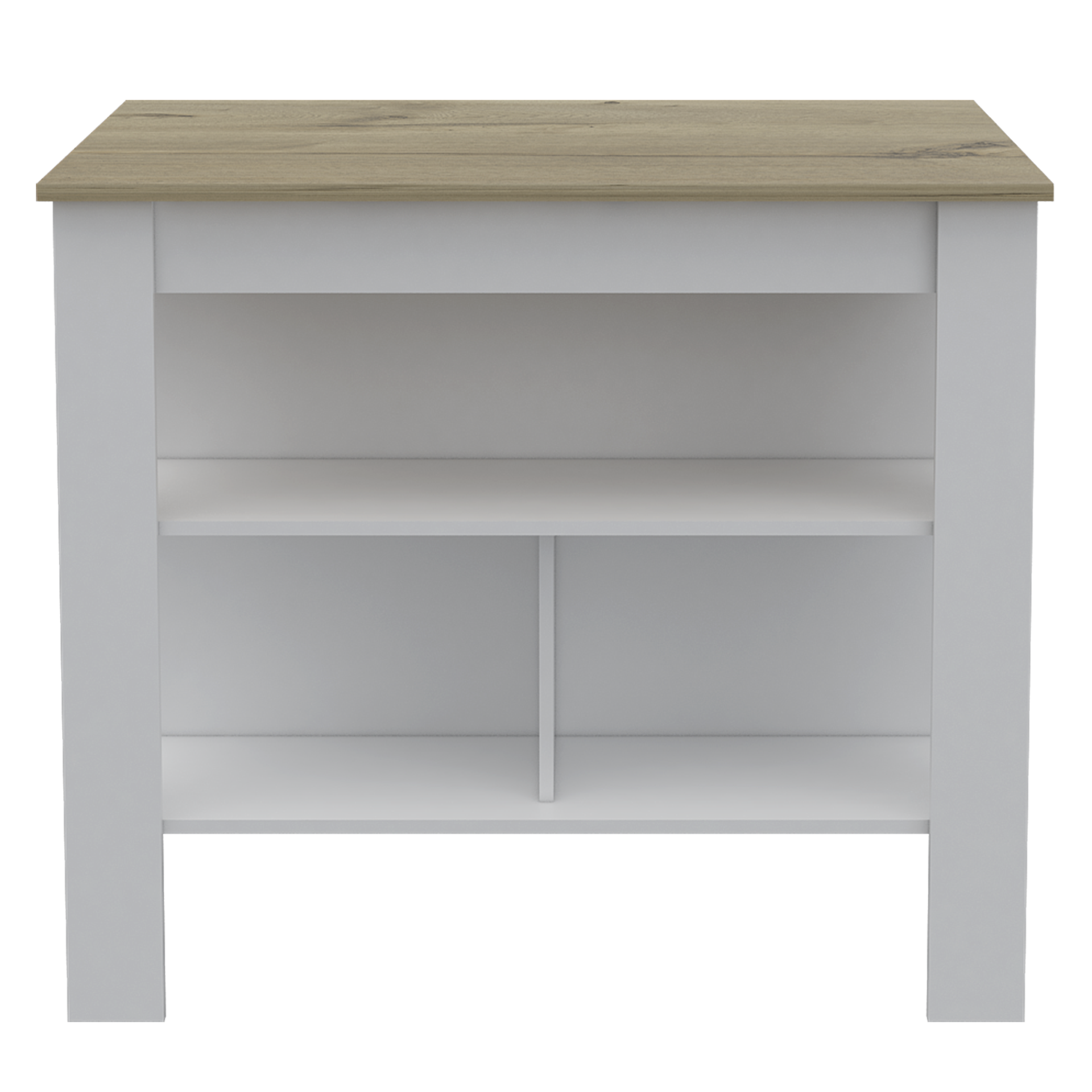 Cala Kitchen Island Antibacterial, Three Shelves, Four Legs  -Light Oak / White