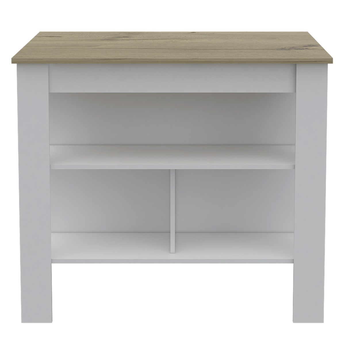 Cala Kitchen Island Antibacterial, Three Shelves, Four Legs  -Light Oak / White