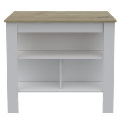 Cala Kitchen Island Antibacterial, Three Shelves, Four Legs  -Light Oak / White