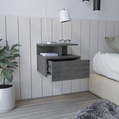 Adele Floating Nightstand with Drawer and Open Storage Shelves