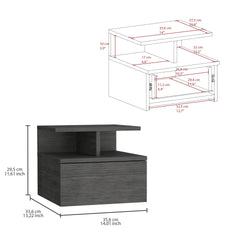 Adele Floating Nightstand with Drawer and Open Storage Shelves