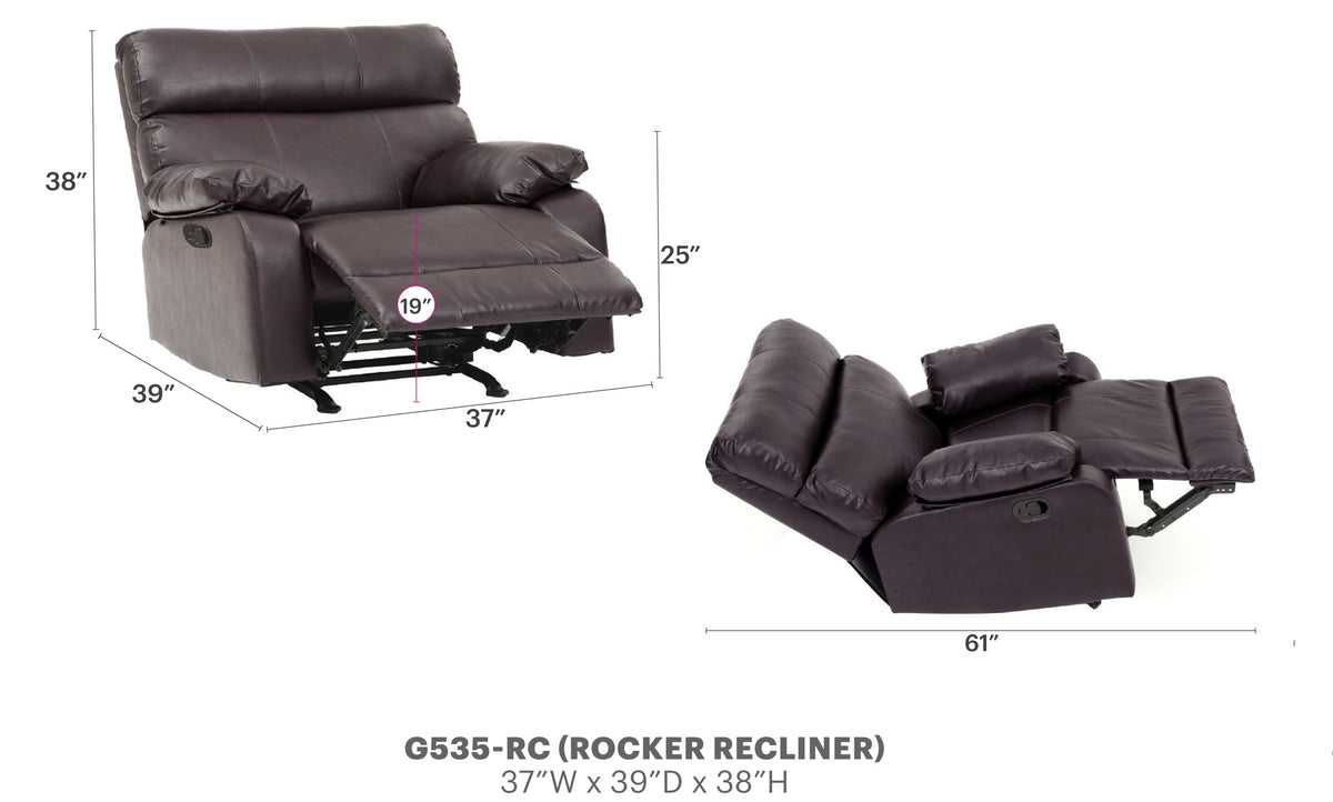 Comfortable Dark Brown Rocker Recliner