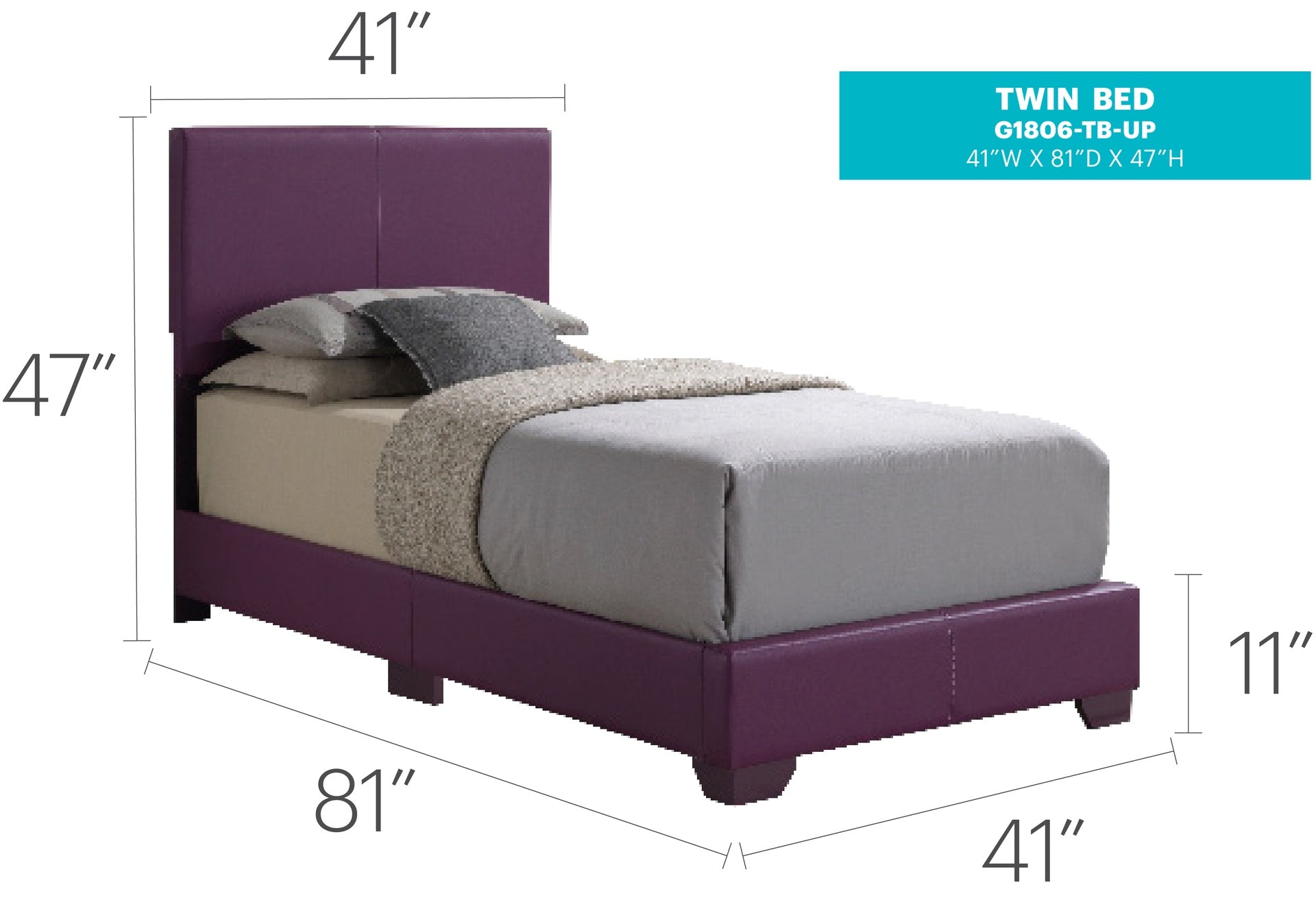 Stylish Twin Bed In Lively Purple Hue