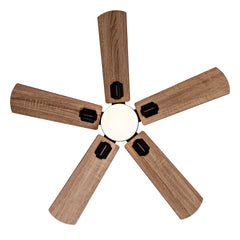 Smart 42" Indoor/Outdoor Ceiling Fan with Light, Dual Finish Black/Walnut 6-Blade, Remote  Control, Dimmable LED, 6-Speed Quiet DC Motor, Reversible