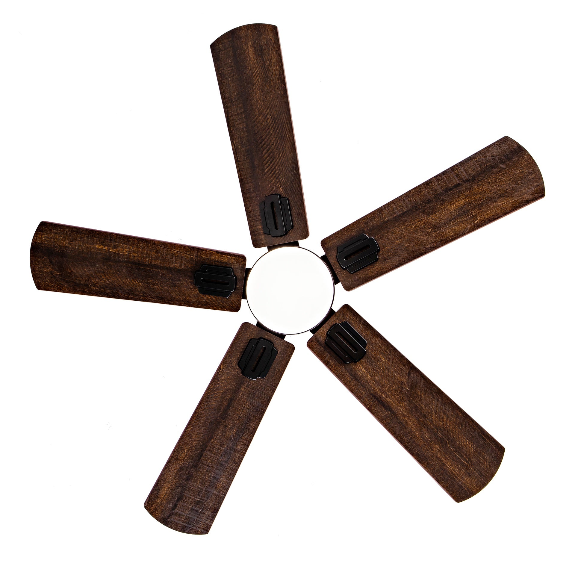 Smart 42" Indoor/Outdoor Ceiling Fan with Light, Dual Finish Black/Walnut 6-Blade, Remote  Control, Dimmable LED, 6-Speed Quiet DC Motor, Reversible