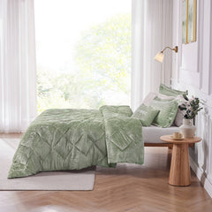 4PCS King/Cal King Velvet Duvet Cover Set with Throw Pillow