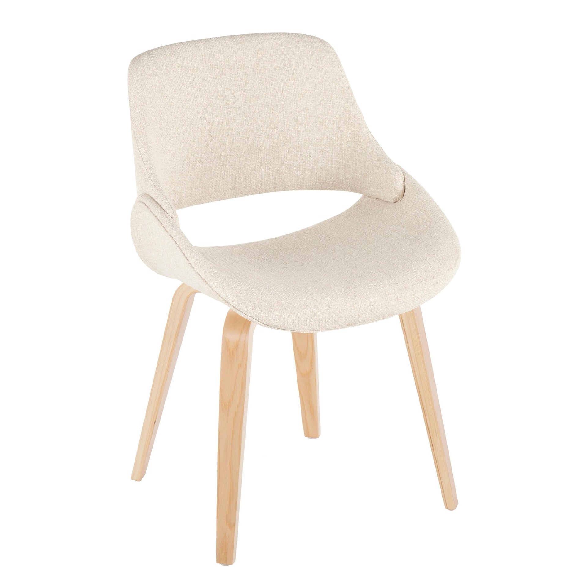 Fabrico Mid-Century Modern Accent/Dining Chair in Natural Wood and Cream Fabric by LumiSource - Set of 2