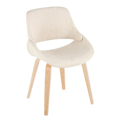 Fabrico Mid-Century Modern Accent/Dining Chair in Natural Wood and Cream Fabric by LumiSource - Set of 2