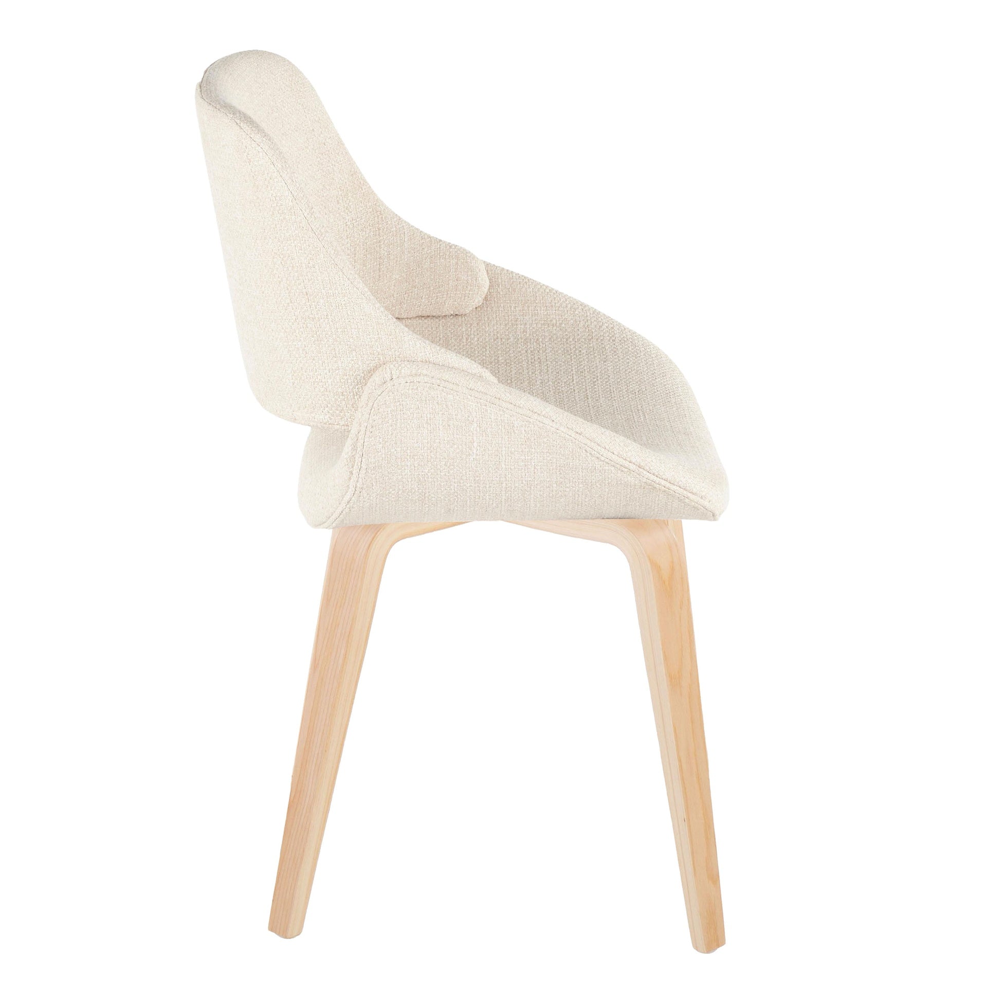 Fabrico Mid-Century Modern Accent/Dining Chair in Natural Wood and Cream Fabric by LumiSource - Set of 2