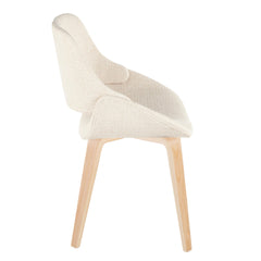 Fabrico Mid-Century Modern Accent/Dining Chair in Natural Wood and Cream Fabric by LumiSource - Set of 2