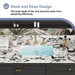 49"x22" Bathroom Vanity Top, with Undermount Ceramic Sink and Backsplash, artificial marble Bathroom Vanity Top with 3 Faucet Holes, New Carrara white and black (Only Bathroom Vanity Top)