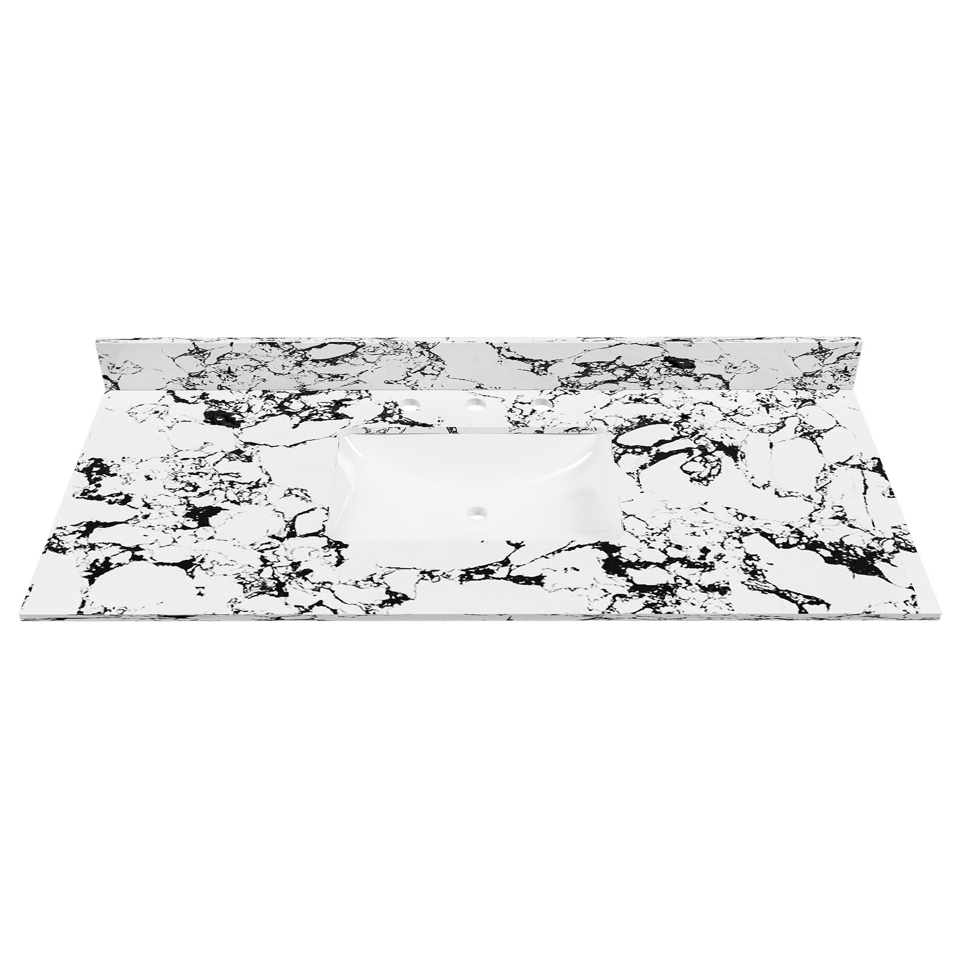 49"x22" Bathroom Vanity Top, with Undermount Ceramic Sink and Backsplash, artificial marble Bathroom Vanity Top with 3 Faucet Holes, New Carrara white and black (Only Bathroom Vanity Top)