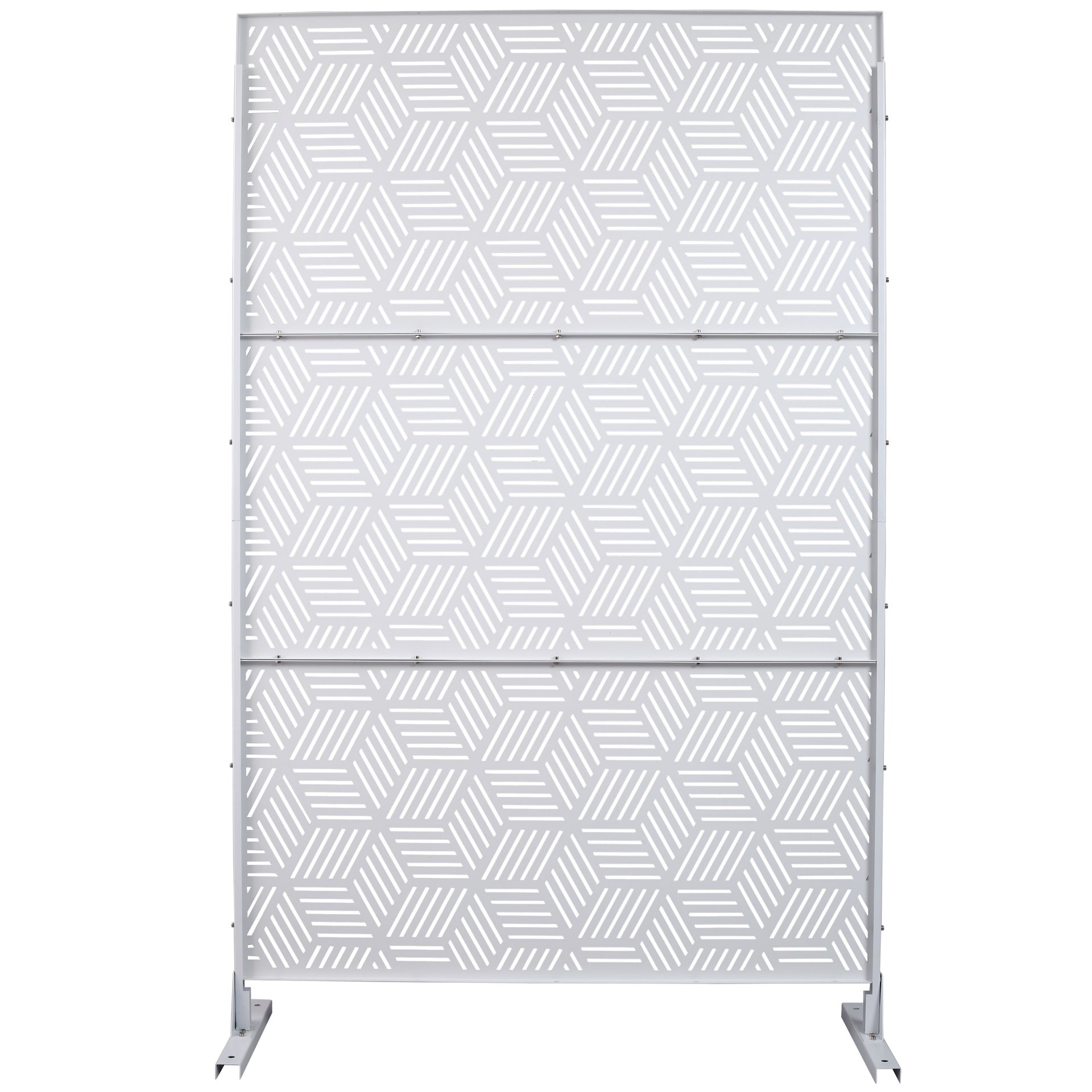 Outdoor & Indoor Privacy Screen Metal Privacy Screen 76" H×48" W, Freestanding Decorative Privacy Screen for Deck Balcony Patio, Privacy Fence Panels for Outside Lawn Garden PS116 WHITE