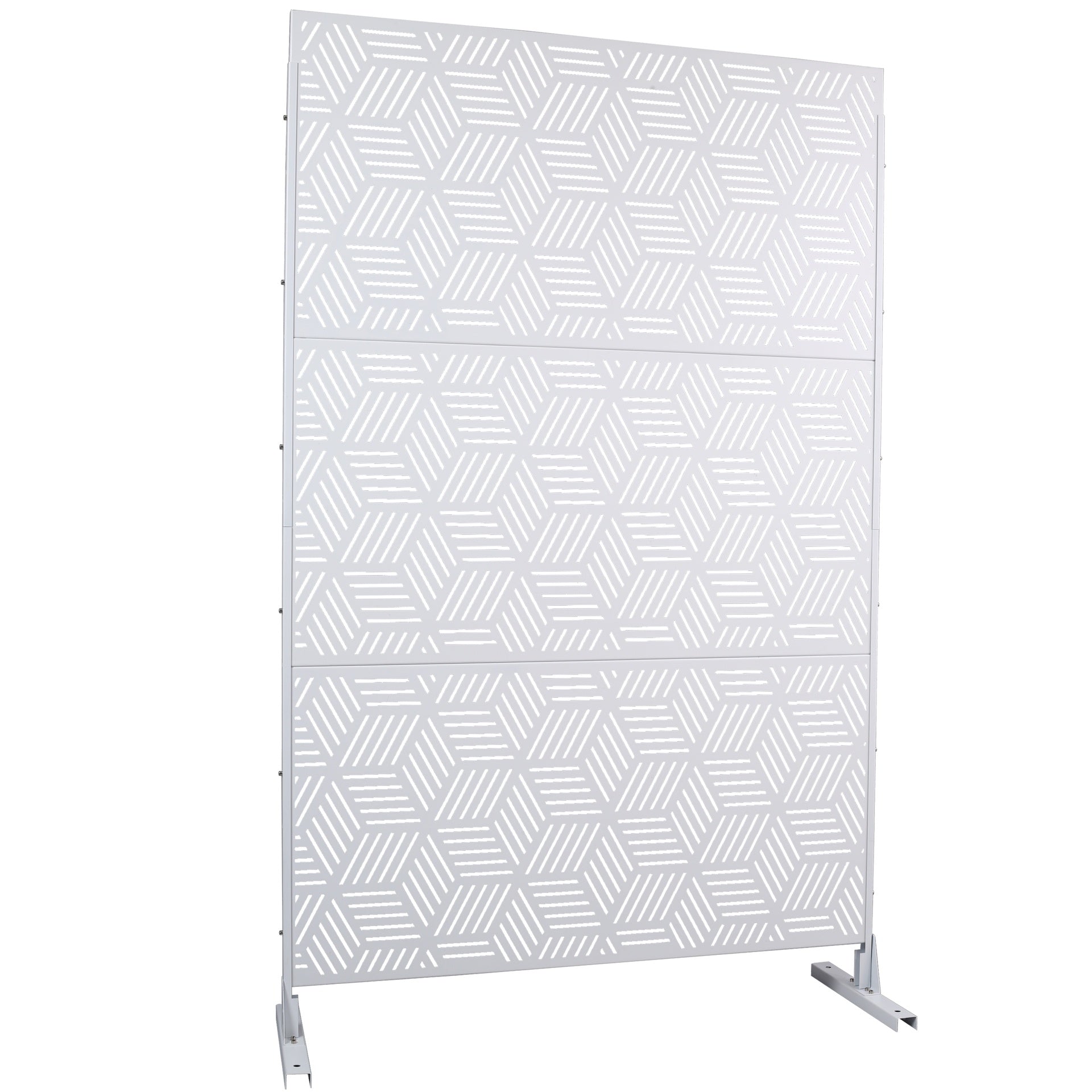 Outdoor & Indoor Privacy Screen Metal Privacy Screen 76" H×48" W, Freestanding Decorative Privacy Screen for Deck Balcony Patio, Privacy Fence Panels for Outside Lawn Garden PS116 WHITE