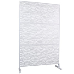 Outdoor & Indoor Privacy Screen Metal Privacy Screen 76" H×48" W, Freestanding Decorative Privacy Screen for Deck Balcony Patio, Privacy Fence Panels for Outside Lawn Garden PS116 WHITE