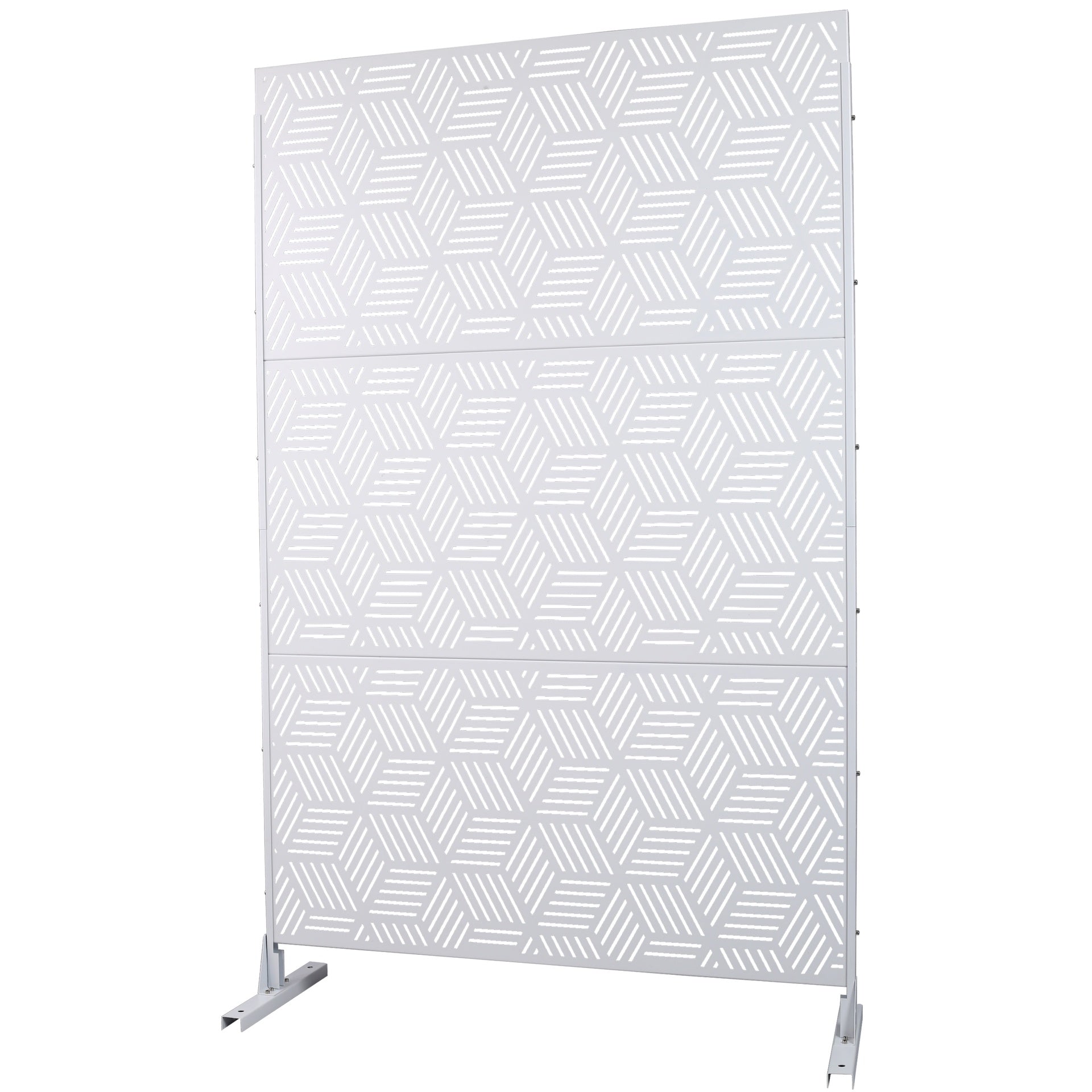 Outdoor & Indoor Privacy Screen Metal Privacy Screen 76" H×48" W, Freestanding Decorative Privacy Screen for Deck Balcony Patio, Privacy Fence Panels for Outside Lawn Garden PS116 WHITE