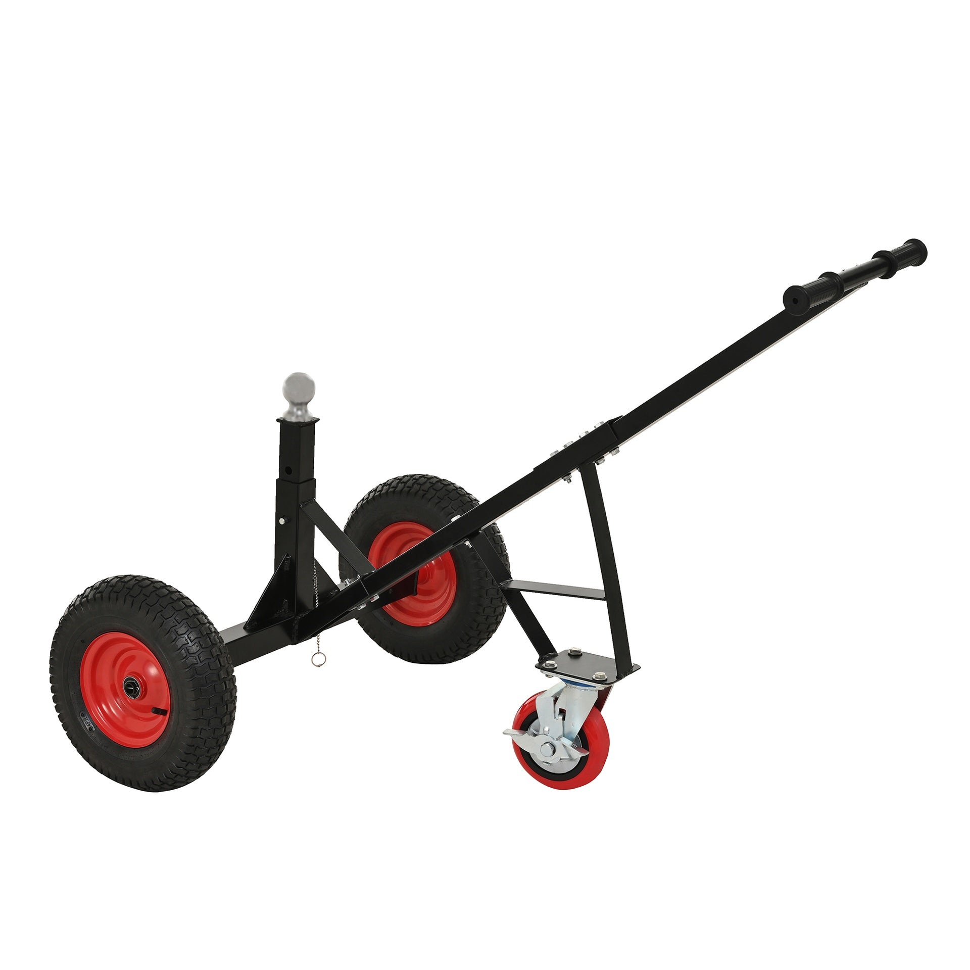 Versatile Heavy Duty Tri-Wheels 800lbs Trailer Dolly Load Capacity, Trailer Mover, with 2" Hitch Ball, 18''-25'' Adjustable Height. Moving Trailer, RV,Boat, Farming Equipments, Black