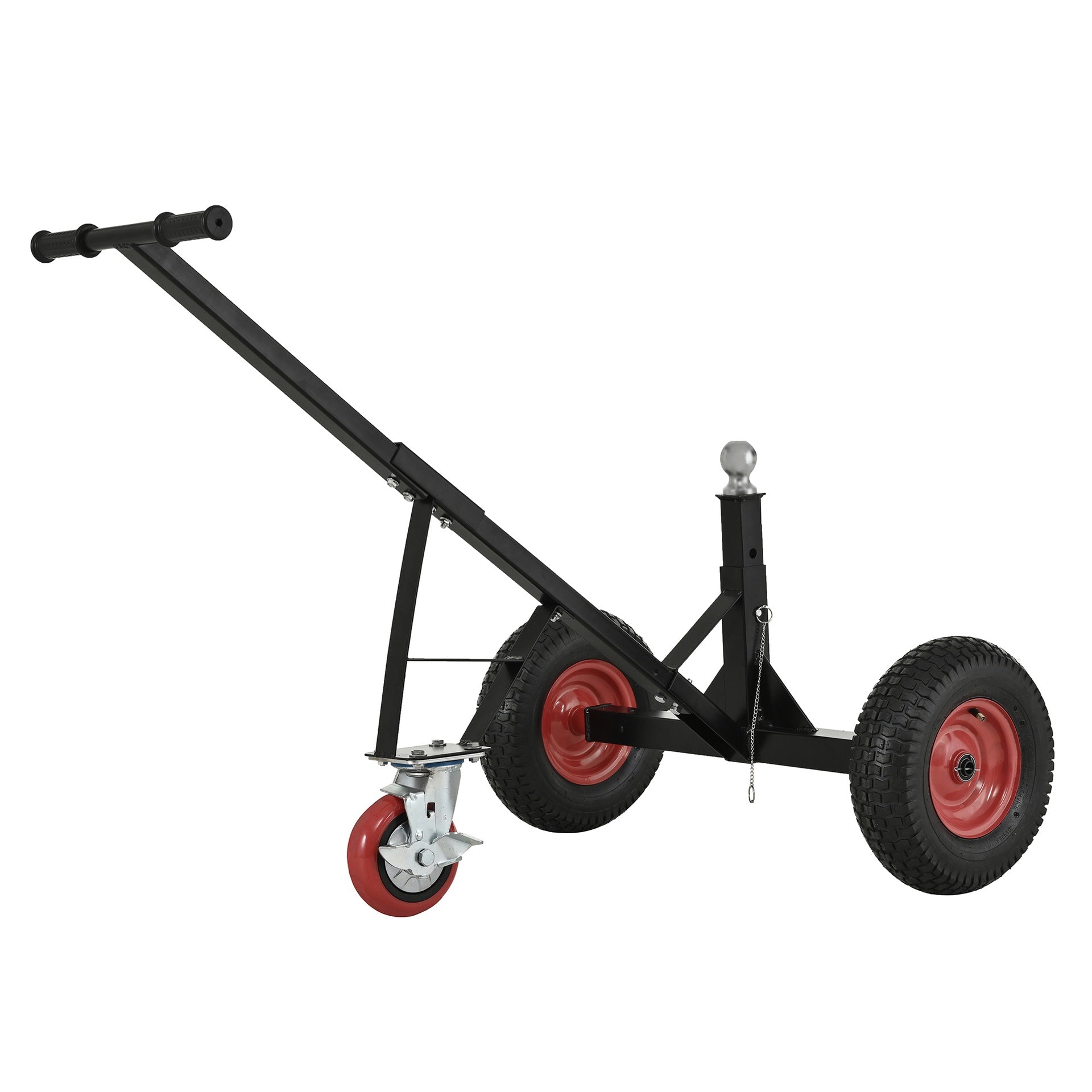 Versatile Heavy Duty Tri-Wheels 800lbs Trailer Dolly Load Capacity, Trailer Mover, with 2" Hitch Ball, 18''-25'' Adjustable Height. Moving Trailer, RV,Boat, Farming Equipments, Black