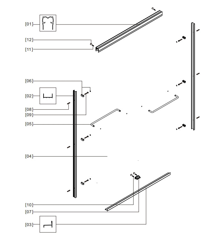 All-in-One Shower Door Accessories (Excluding Glass) with Mounting Screws, 24D03-60BNXP05