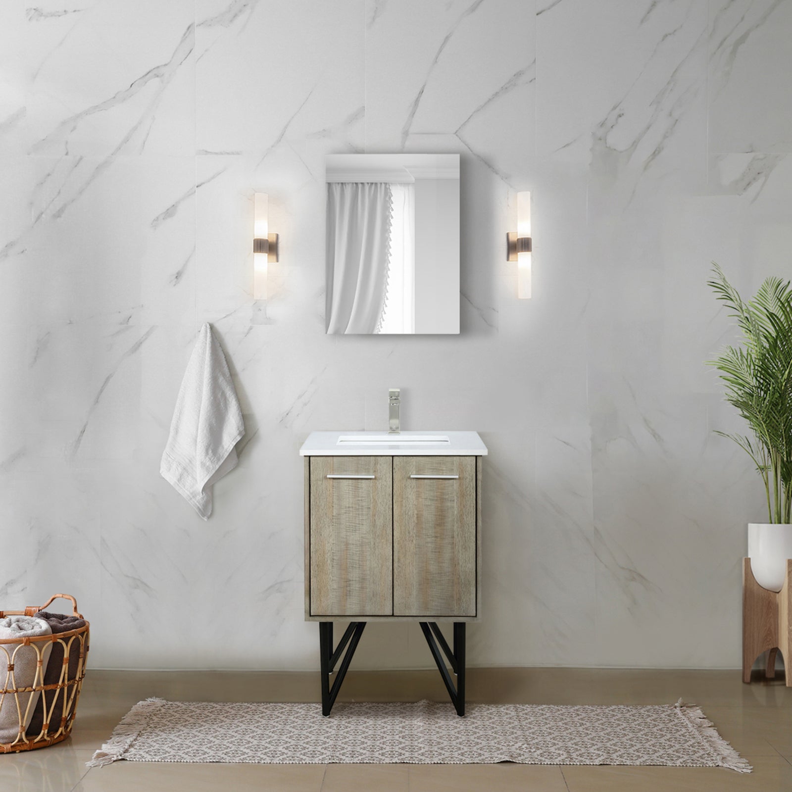 Rustic Acacia Bath Vanity 24 in. W x 20 in. D, with Cultured Marble Top