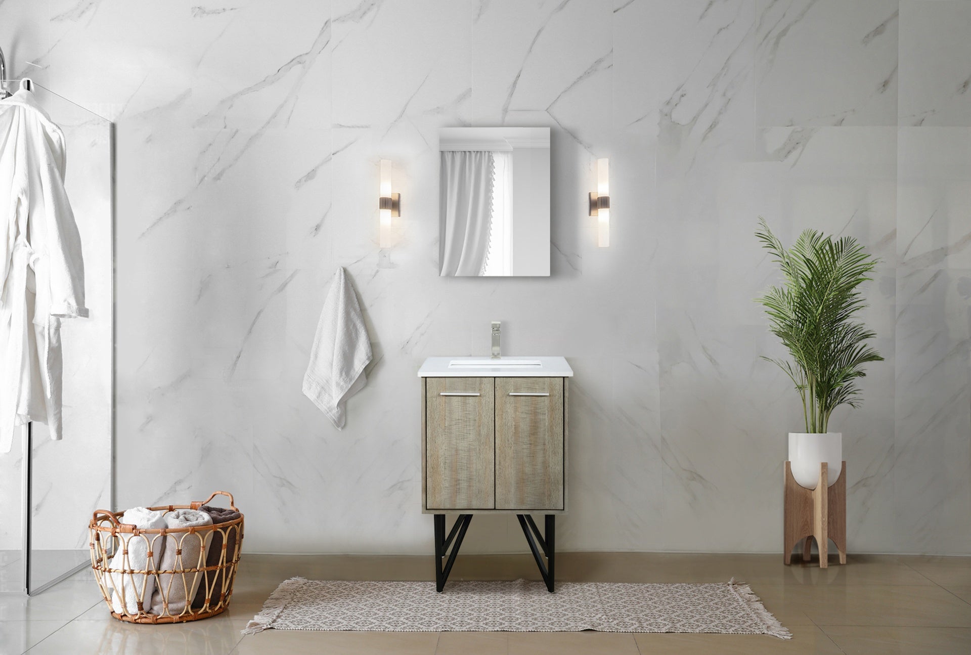 Rustic Acacia Bath Vanity 24 in. W x 20 in. D, with Cultured Marble Top