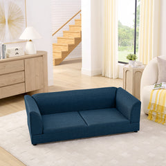 Comfortable Oversized Pet Sofa for Medium/Large Dogs - Modern Rectangular Design with Backrest, Armrests & Soft Cushion -Dark Blue(56.5"*26"*17")