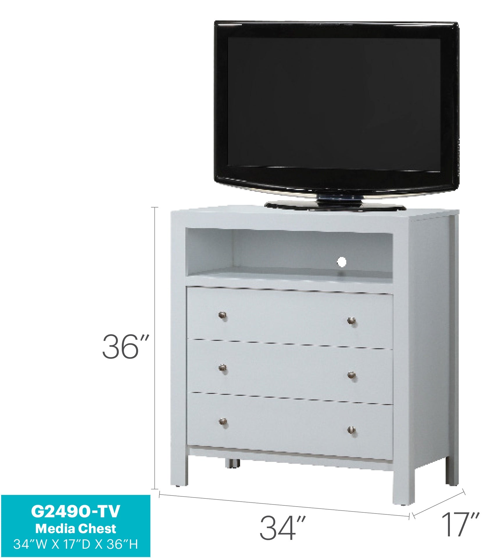 Elegant White Transitional Media Chest