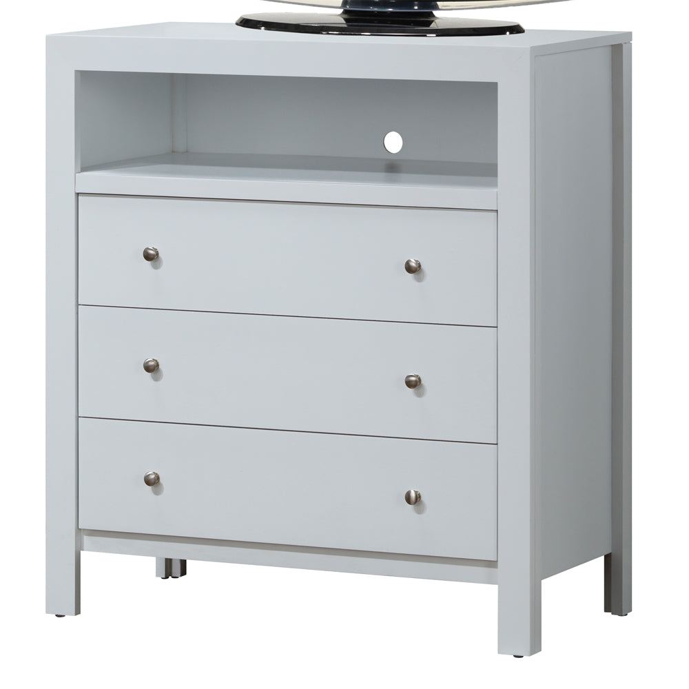 Elegant White Transitional Media Chest
