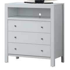 Elegant White Transitional Media Chest