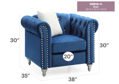 Stylish Round Arm Navy Blue Chair