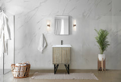 Rustic Acacia Bath Vanity 24 in. W x 20 in. D, Cultured Marble Top and Gun Metal Faucet Set