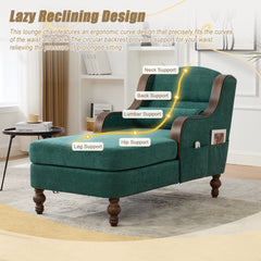 UNITED WE WIN Oversized Chaise Lounge Indoor,Fabric Single Sofa Bed with Wide Seat,Upholstered Lazy Sleeper Armchair,Reading Couch Set for Living Room,Bedroom