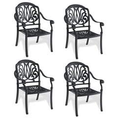 Cast Aluminum Patio Dining Chair 4PCS With Black Frame and Brown Cushions(same as W1710S00504)
