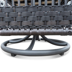 3 Pieces Conversation Set, Outdoor Wicker Rocker Swivel  Patio Bistro Set,  Rocking Chair with Glass Top Side Table,Navy Blue