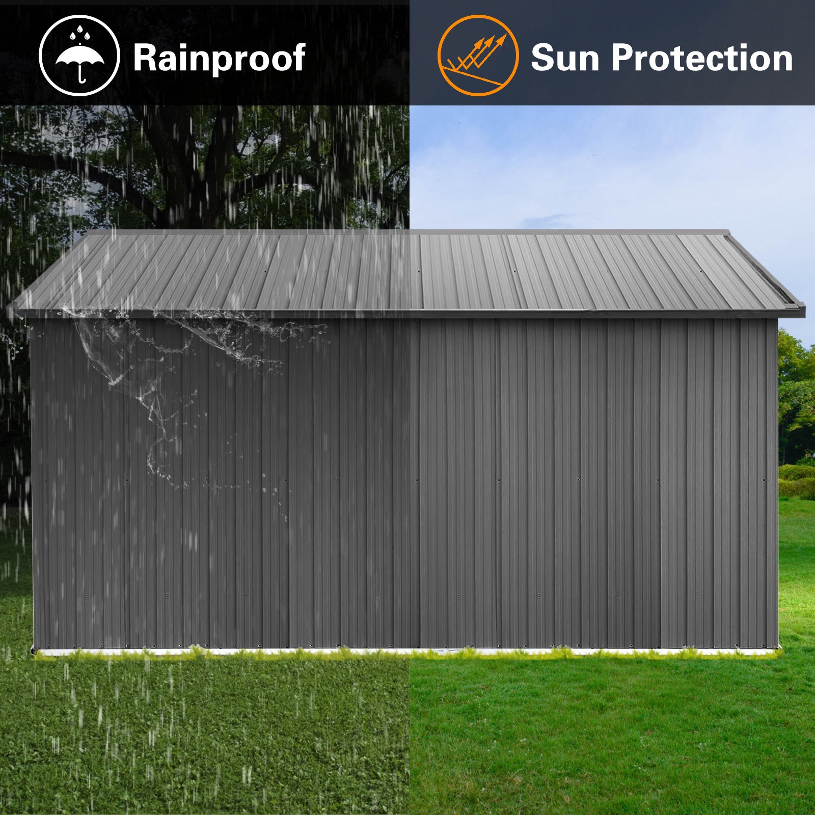 Metal garden sheds 12ftx10ft outdoor storage sheds grey with window