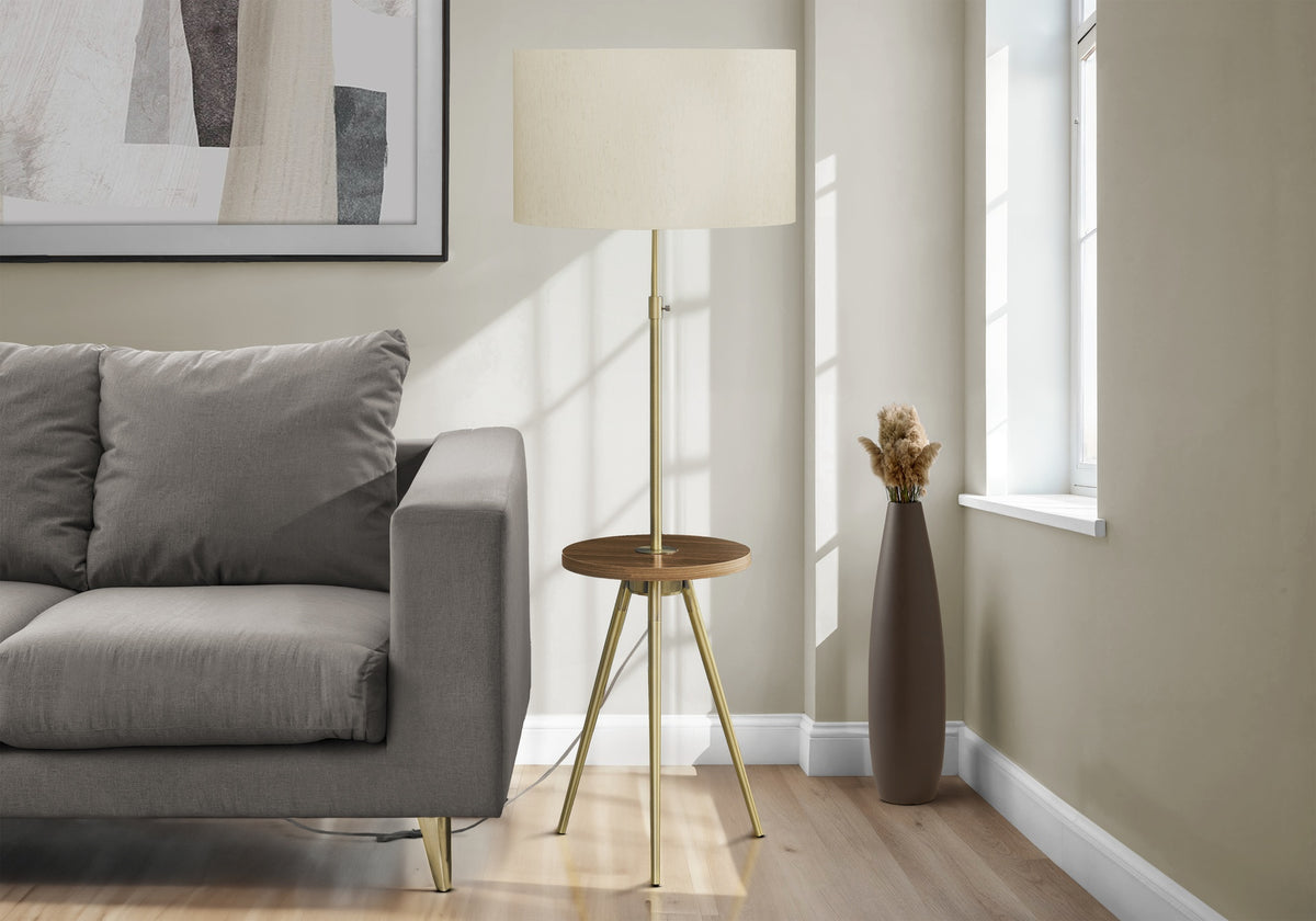 Lighting, Floor Lamp, 63"h, Gold Metal, Ivory / Cream Shade, Contemporary