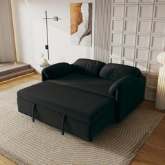 Sofa Centric Design: 54-Inch Velvet Sofa Bed with Dual Purpose - A Stylish Black Retractable Bed for Your Living Room