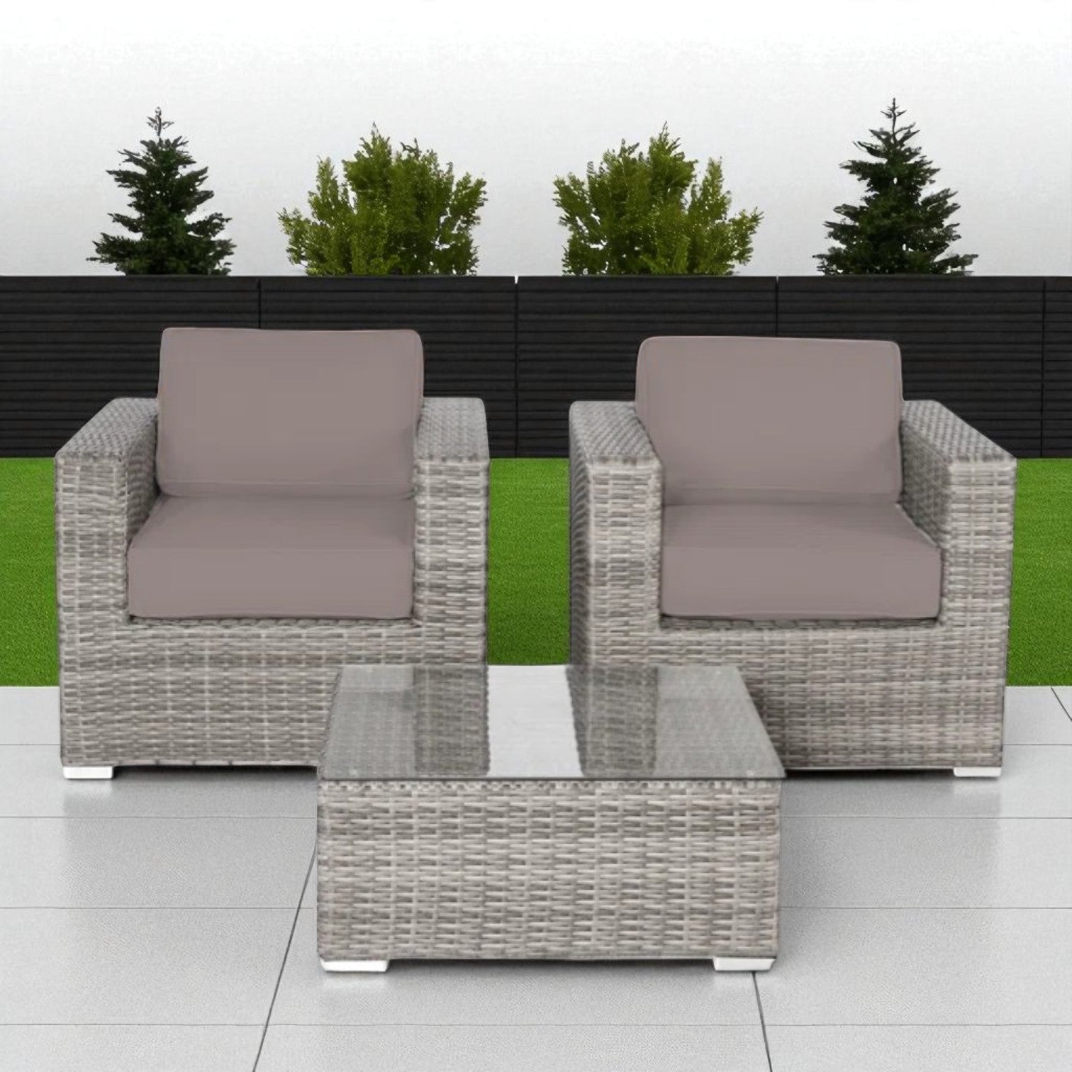 Rattan Wicker Fully Assembled 2 - Person Seating Group with Cushions