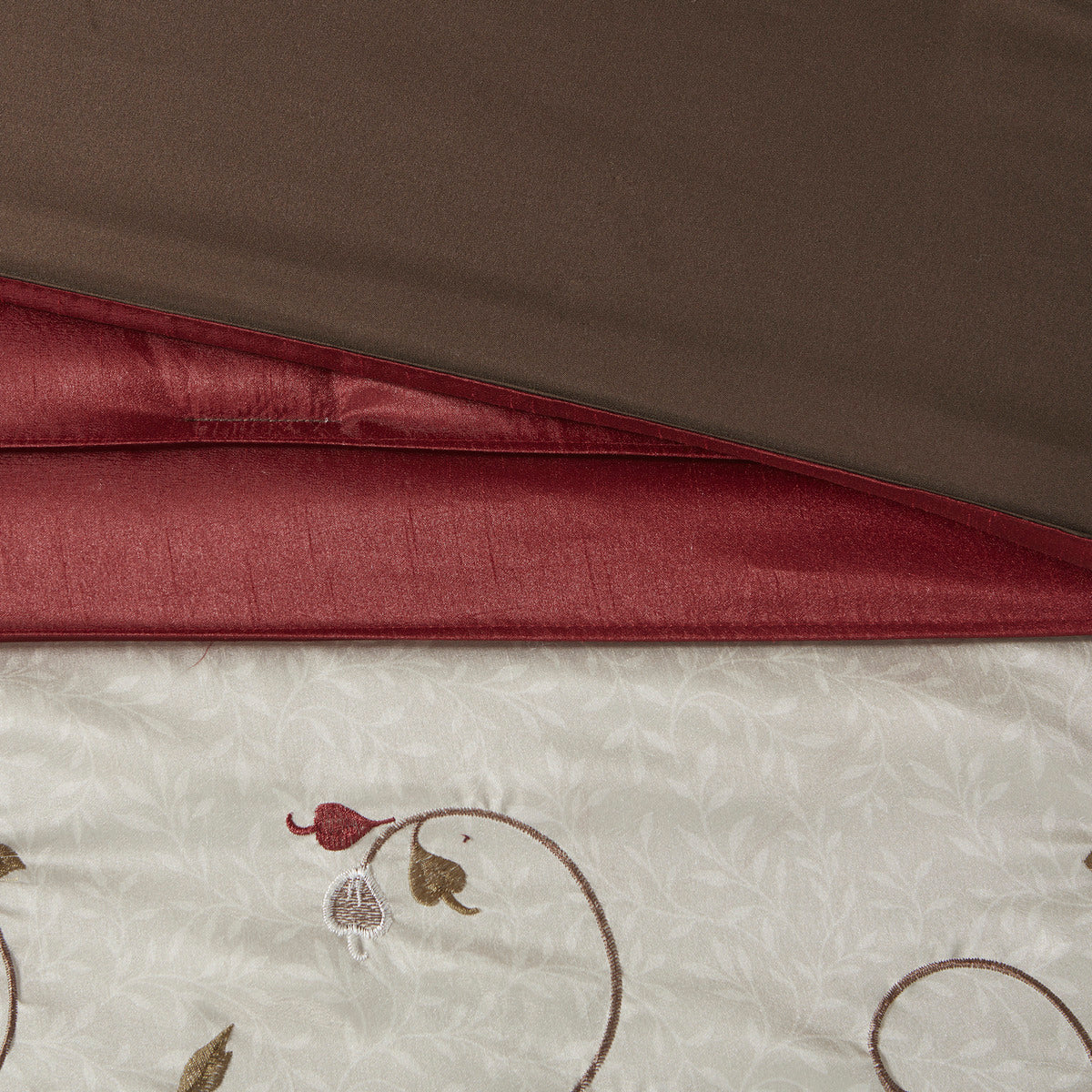 Embroidered 7 Piece Comforter Set Red Cal King