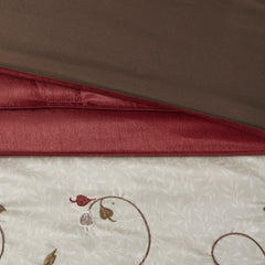 Embroidered 7 Piece Comforter Set Red Cal King