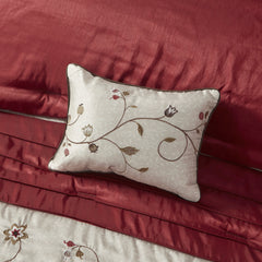 Embroidered 7 Piece Comforter Set Red Cal King