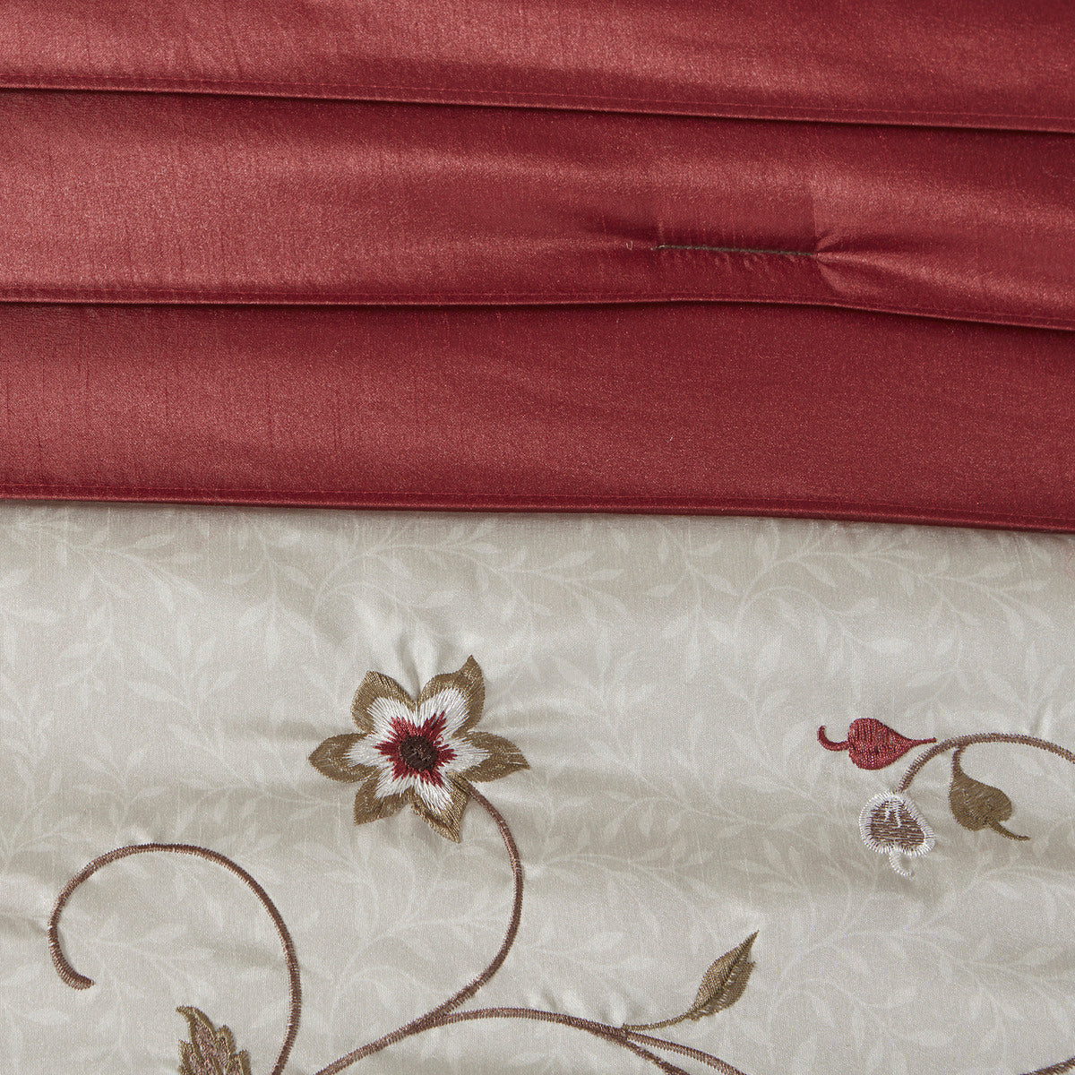 Embroidered 7 Piece Comforter Set Red Cal King
