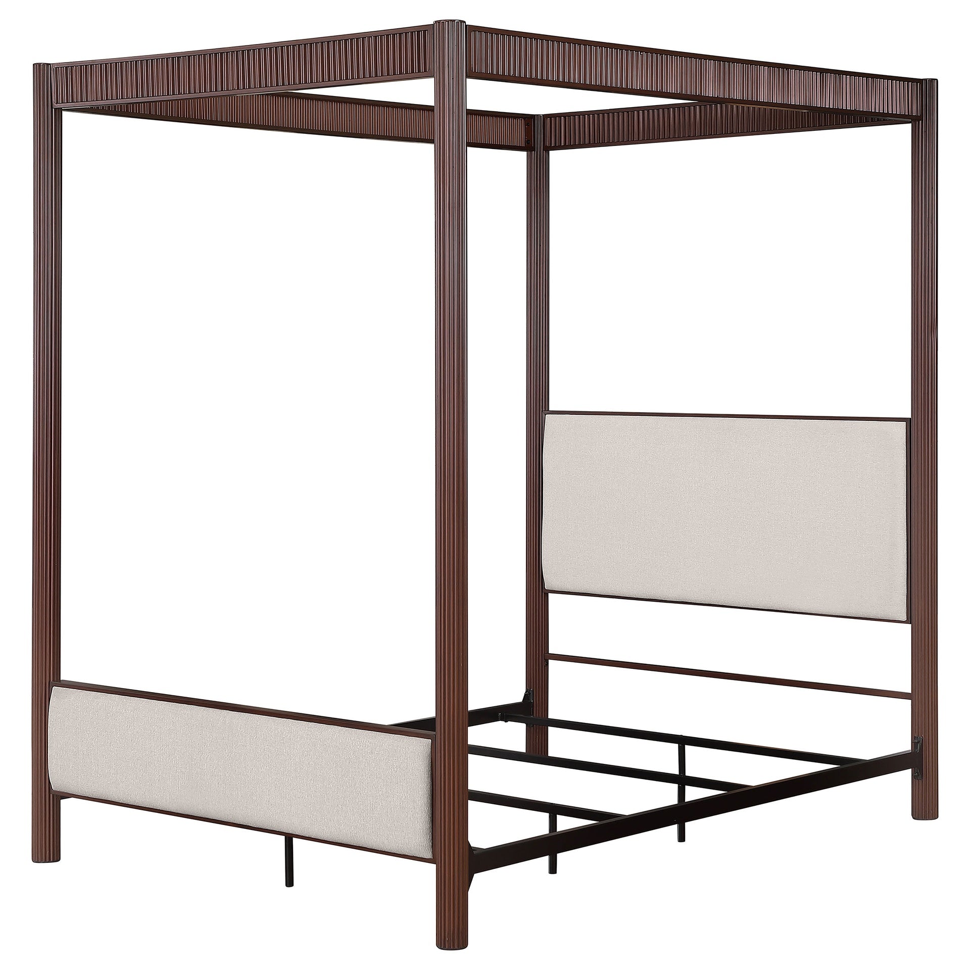 Tova Rust Brown Metal Eastern King Canopy Bed