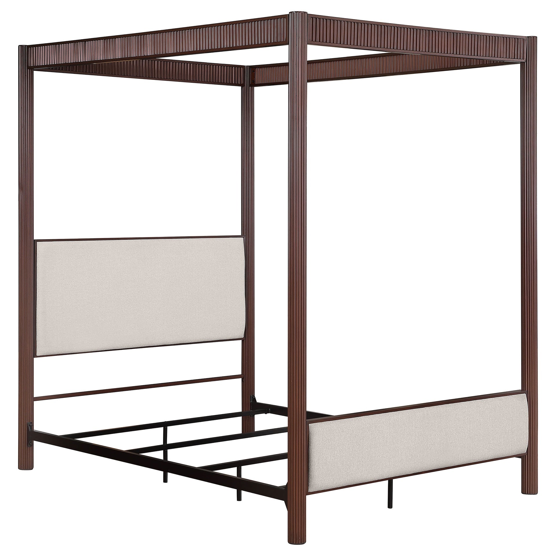 Tova Rust Brown Metal Eastern King Canopy Bed